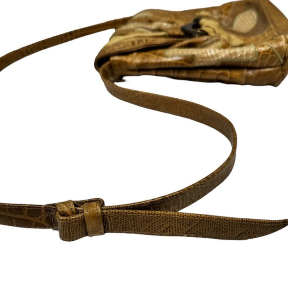 Vintage Sharif Leather Patchwork Shoulder Crossbody Bag Tan Animal Texture - Picture 4 of 7